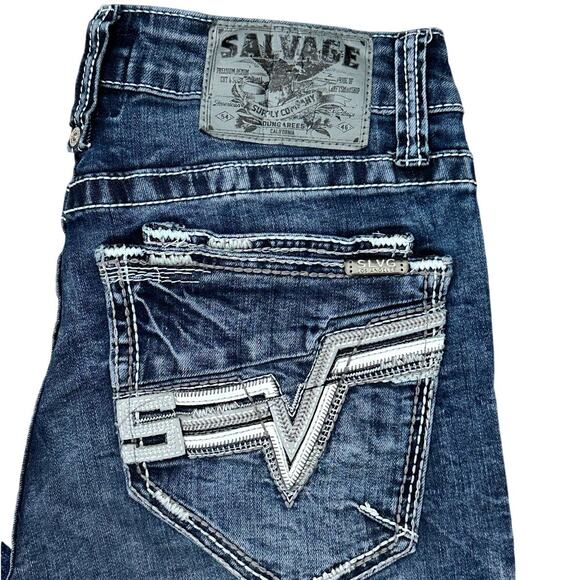 SALVAGE RIOT BOOT ATHLETIC FIT STRETCH JEANS Men's 31x34 - Picture 2 of 6